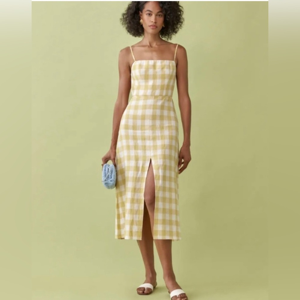 Reformation Yellow Checkered Dress